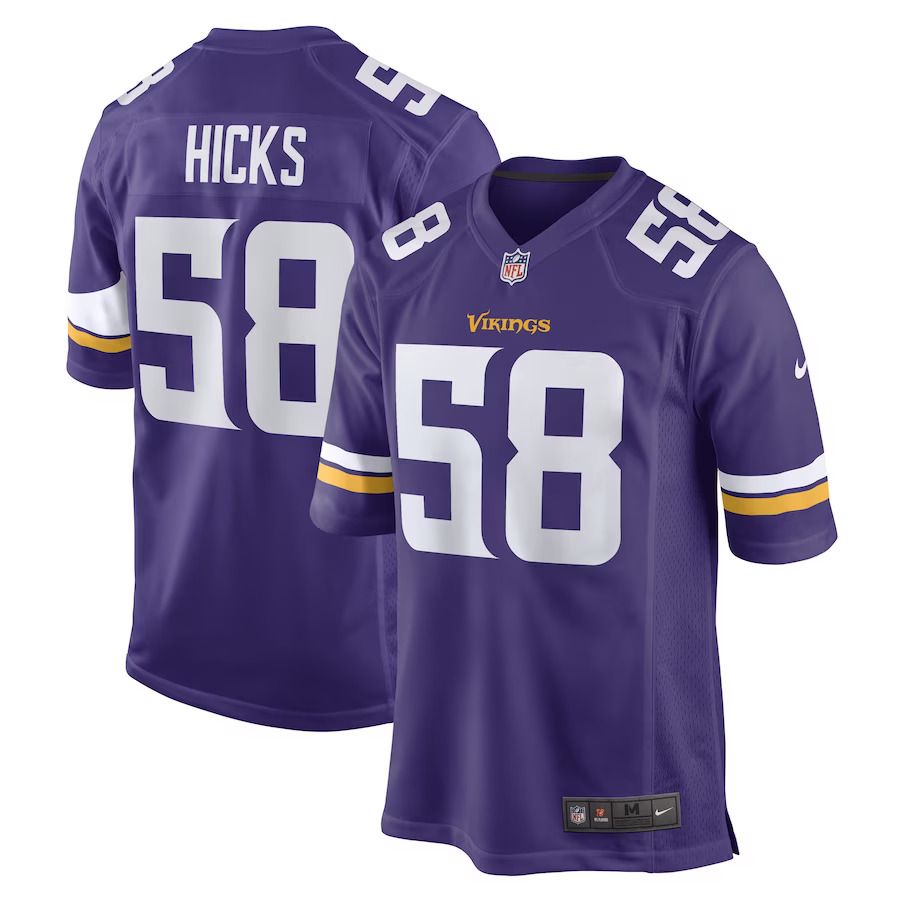 Men Minnesota Vikings #58 Jordan Hicks Nike Purple Game Player NFL Jersey->minnesota vikings->NFL Jersey